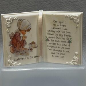 Precious Moments Footprints In The Sand Book Plaque 1993 Enesco Christian
